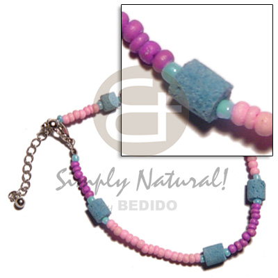 pink/lavender 2-3mm coco Pokalet.  aqua blue heishe limestone -
