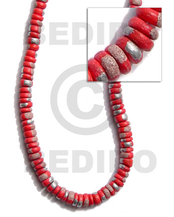 4-5mm coco Pokalet. red  splashing - Coco Pokalet Beads