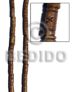 antique horn tube component - Horn Carved Beads