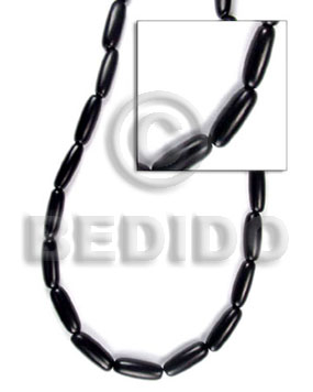 black elongated oblong horn - Horn Tube and Heishe Beads