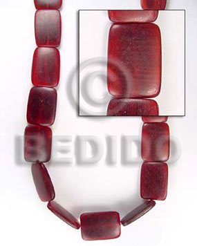 red horn flat square  18x26mm - Horn Flat Rectangular Disc Beads