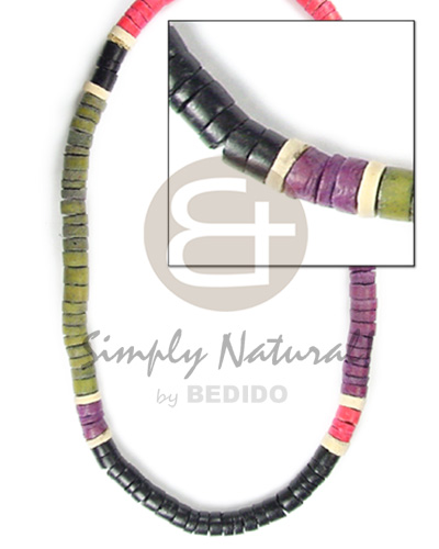 4-5mm coco heishe black/khaki grn/red combinationnationnation - Choker Necklace