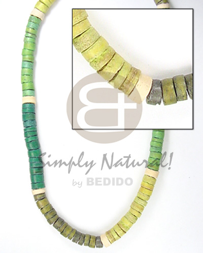 4-5mm coco heishe 3 green tones - Choker Necklace