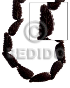 black horn leaf 32mmx12mm - Horn Leaf Beads