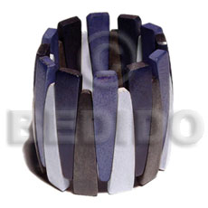 elastic nat. wood bangle  / dark blue tones    clear coat finish / ht=55mm -