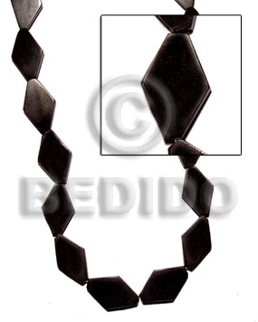 black horn diamond 25mmx15mm - Horn Flat Rectangular Disc Beads