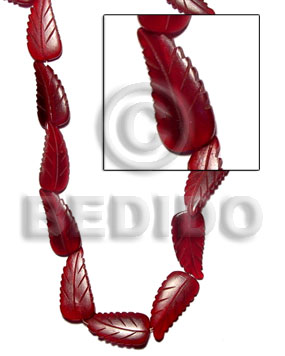 red horn leaf 32mmx12mm - Horn Leaf Beads