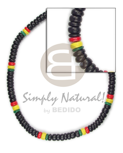 4-5mm rasta design dominant black - Choker Necklace