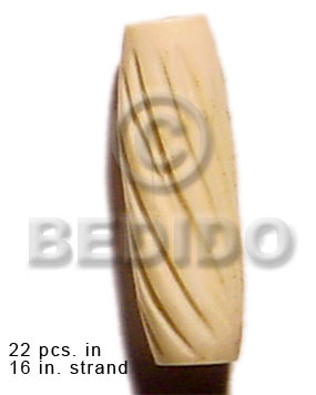 natural bone tube  groove 19mmx8mm / 21 pcs. in 16in. strand - Bone Carved Beads