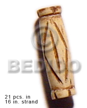 natural bone tube  groove 19mmx8mm / 21 pcs. in 16in. strand - Bone Carved Beads