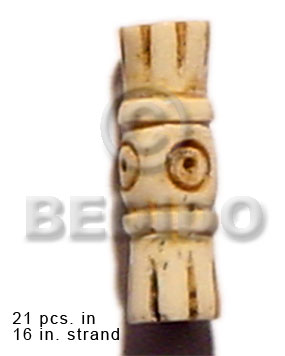 natural bone tube  groove 19mmx8mm / 21 pcs. in 16in. strand - Bone Carved Beads