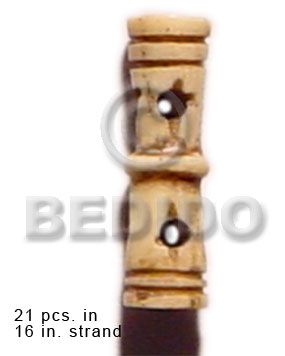 natural bone tube  groove 19mmx8mm / 21 pcs. in 16in. strand - Bone Carved Beads