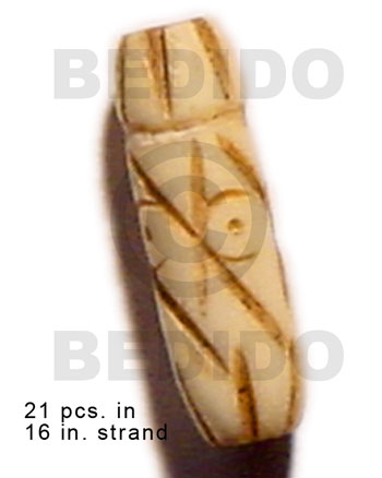 natural bone tube  groove 19mmx8mm / 21 pcs. in 16in. strand - Bone Carved Beads