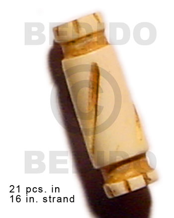 natural bone tube  groove 19mmx8mm / 21 pcs. in 16in. strand - Bone Carved Beads