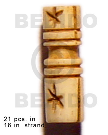 natural antique bone/ tube groove 19mmx8mm / 21 pcs. in 16in. strand - Bone Carved Beads