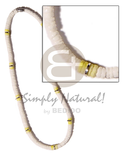 yelowhite clam combinationnation - Shell Necklace