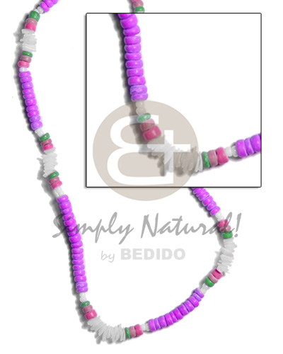 4-5mm lavender coco Pokalet/  white rose combinationnation - Shell Necklace