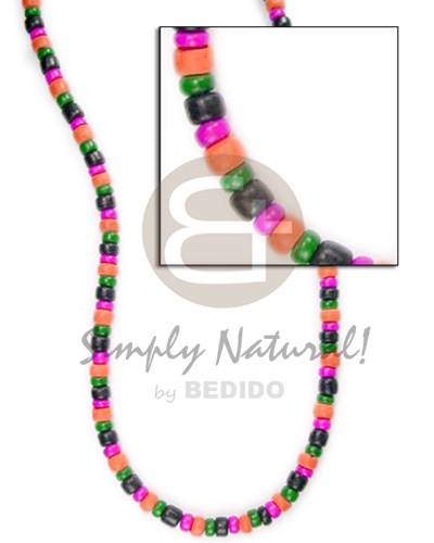 4-5mm coco Pokalet. black/green/melon/pink combinationnation - Choker Necklace