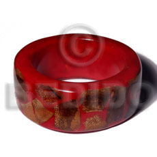 wood bangle  laminated bamboo half red ht=1 1/4 in thickness=12mm inner diameter=65mm -