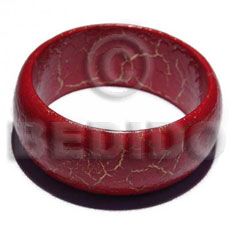 nat. wood bangle in red & gold metallic crackle painting ht=30mm thickness=8mm inner diameter=65mm -