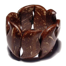 h=40mm laminated elastic nat. brown coco bangle   clear coat finish -