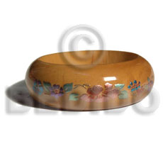 natural mahogany tone  embossed metallic handpainting / grained,sanded,stained and coated   clear high gloss protective finish nat. wood bangle / wood tones ht= 25mm / outer diameter =  65mm inner diameter  /  10mm thickness hand painted using japanese materials in the form of maki-e art a traditional japanese form of hand painting objects -