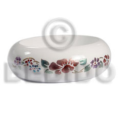 white  embossed metallic  handpainting / stained high gloss coat nat. white wood bangle   / ht= 25mm / outer diameter =  65mm inner diameter  /  10mm thickness hand painted using japanese materials in the form of maki-e art a traditional japanese form of hand painting objects -