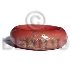 light red mahogany tone  embossed metallic  handpainting / grained,sanded,stained and coated   clear high gloss protective finish nat. wood bangle / wood tones ht= 25mm / outer diameter =  65mm inner diameter  /  10mm thickness hand painted using japanese materials in the form of maki-e art a traditional japanese form of hand painting objects -