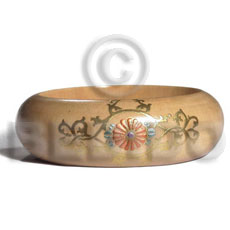 natural white wood  clear protective topcoat /  embossed metallic handpainting   / ht= 25mm / outer diameter =  65mm inner diameter  /  10mm thickness hand painted using japanese materials in the form of maki-e art a traditional japanese form of hand painting objects -