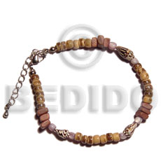 tan sq. cut/4-5mm coco Pokalet. tiger/beads & nassa tiger combinationnation - Coco Bracelets