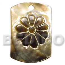 40mm dog tag blacklip  embossed skin flower -