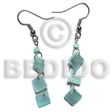 dangling  8mm aqua blue hammershell triple diamond -