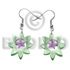 dangling 40mm pastel green sun hammershell  15mm pastel pink hammershell star -