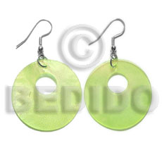 dangling 35mm yellow green hammershell  10mm hole -