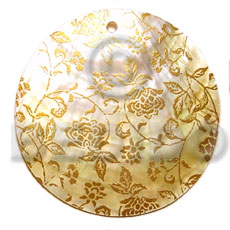 round 40mm hammershell  handpainted design - floral/embossed hand painted using japanese materials in the form of maki-e art a traditional japanese form of hand painting -