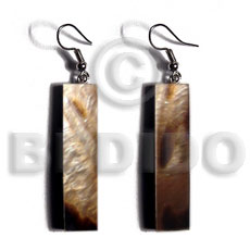 dangling 40mmx10mm brownlip tiger bar  5mm black resin backing - Resin Earrings