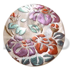 round 35mm  hammershell  handpainted design - floral/embossed hand painted using japanese materials in the form of maki-e art a traditional japanese form of hand painting -