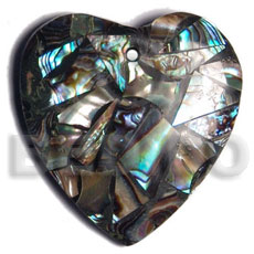 45mm heart laminated paua chips  resin backing -