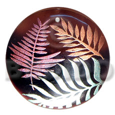 round 50mm blacktab shell  handpainted design -  metallic/embossed / floral hand painted using japanese materials in the form of maki-e art a traditional japanese form of hand painting -