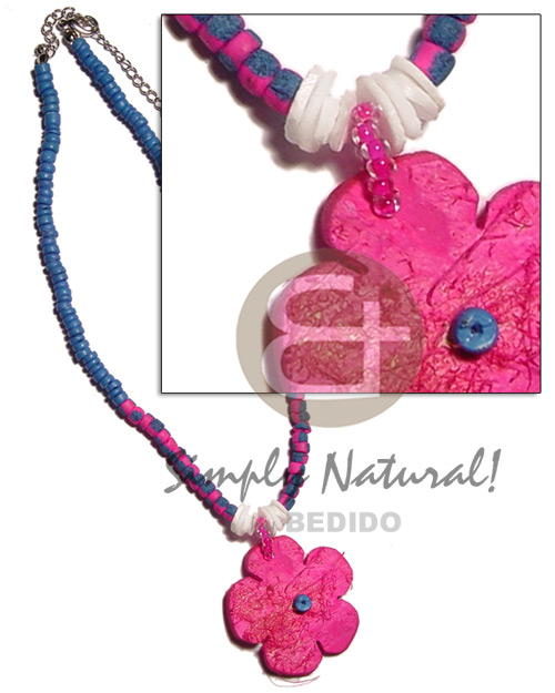 pink 4-5mm coco Pokalet. splashing  matching coco flower  blue 4-5mm coco Pokalet. & white rose combinationnation - Choker Necklace
