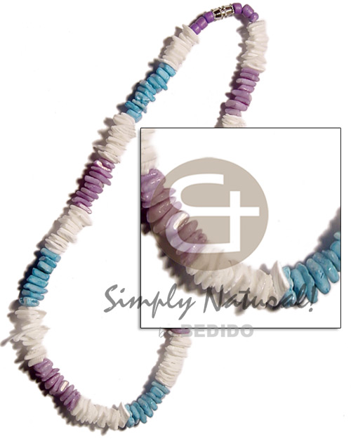 white rose  lavender & aqua blue white rose - Shell Necklace