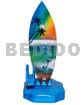 18.5inx3 14inx3.4in Handpainted Wood Removable Surfboard