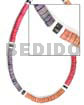 4-5mm coco heishe lilac re black orange wht Choker Necklace