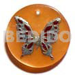 Round orange 30mm hammershell Hand Painted Pendants