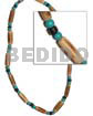 Sig-ed wood tube blue Choker Necklace