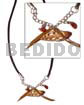 Sliced tiger vertagus in leather Shell Necklace