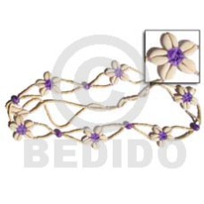 Lavender floral cowrie shell belt
