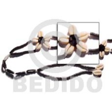 Black floral cowrie shell belt