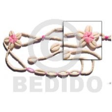 Pink floral cowrie shell belt