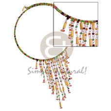 Dangling orange green combination glass beads